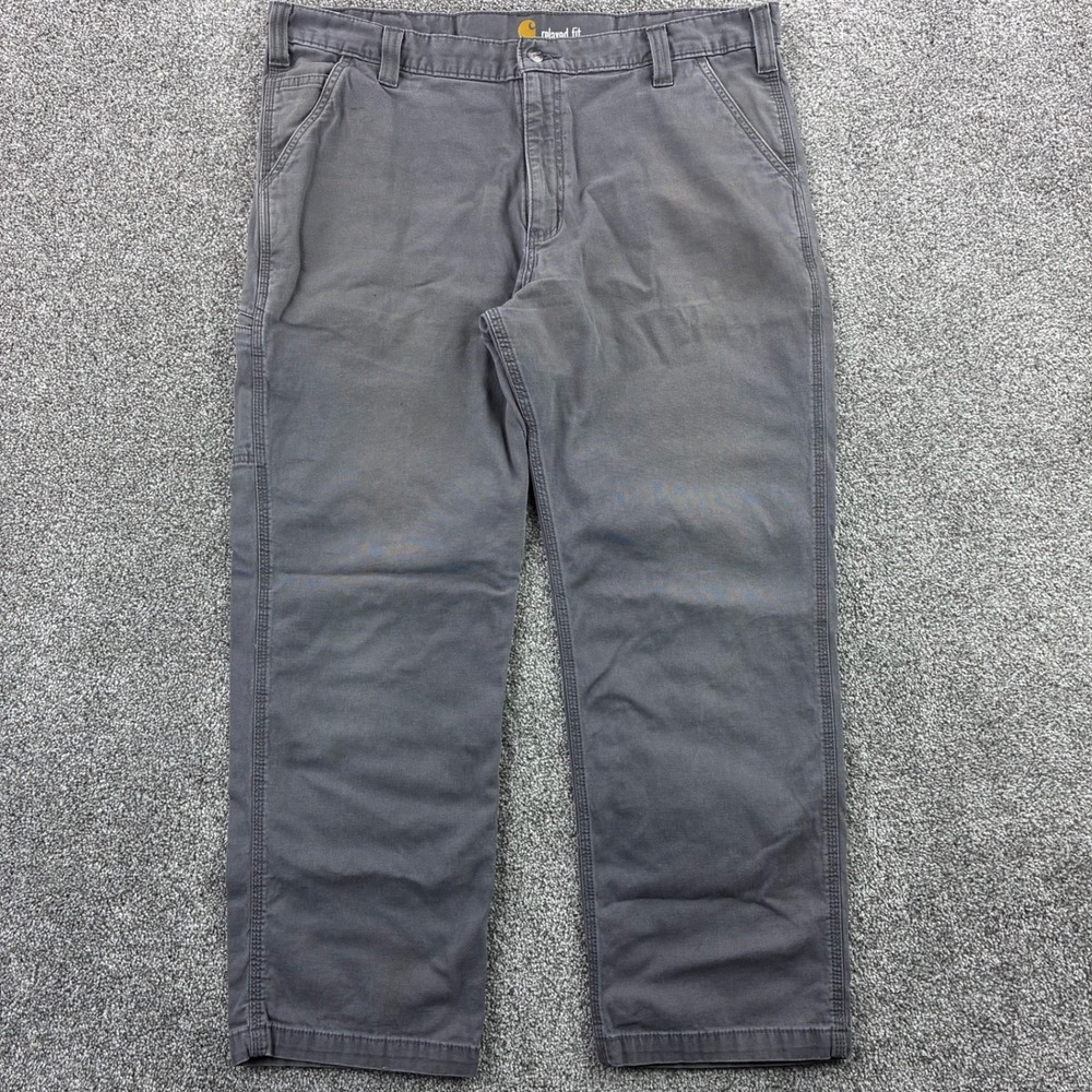Carhartt Carpenter Pants Mens 40x30 Gray Dungaree Heavy Canvas Rigby 102291-306